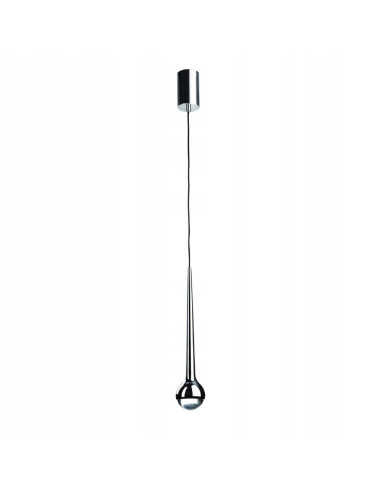 Lampa sufitowa LED Cappi Cromo 5W w srebrnej, nowoczesnej formie – regulowana wysokość do 150 cm, idealna do kuchni i lobby