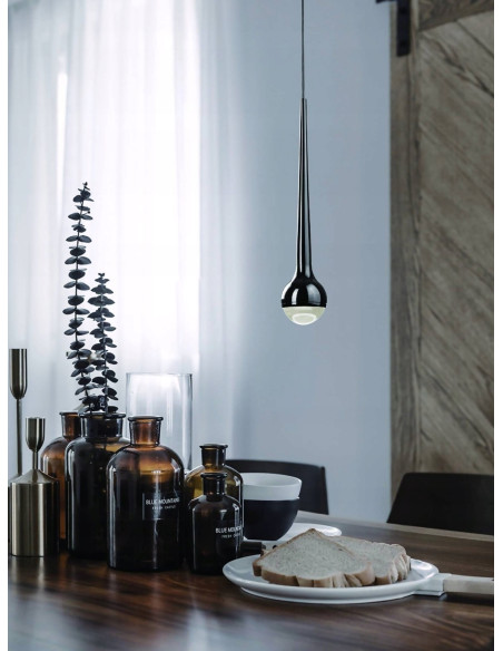 Lampa wisząca Cappi Nero - minimalistyczny styl, regulowana wysokość, idealna do biura i salonu, zintegrowane LED.