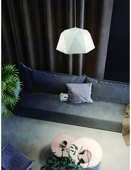 Żyrandol Skandynawski Iseo Bianco S - Elegancki Klosz Stożkowy LED do Biura i Domu, 40 cm, Orlicki Design