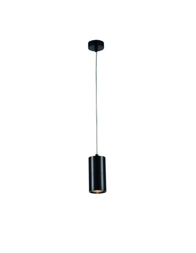 Lampa wisząca Kika S 85 - elegancka cylindryczna lampka sufitowa w czarnym chromie do nowoczesnych wnętrz.