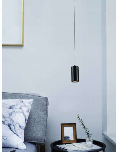 Lampa wisząca Kika S 85 - elegancka cylindryczna lampka sufitowa w czarnym chromie do nowoczesnych wnętrz.