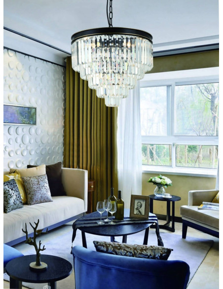 Lampa wisząca Artico z kryształami - elegancki żyrandol w stylu glamour do jadalni i salonu