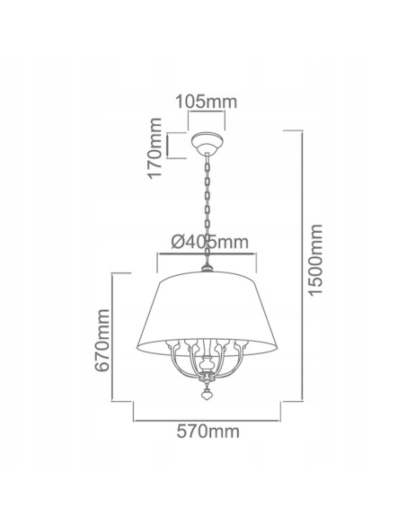 Lampa żyrandol TOMBA BIANCO ecru - elegancka metalowa lampa do salonu, jadalni, sypialni i innych pomieszczeń.