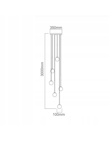 Żyrandol Ota VI w minimalistycznym stylu z 6 kulistymi kloszami – eleganckie oświetlenie do nowoczesnych wnętrz.