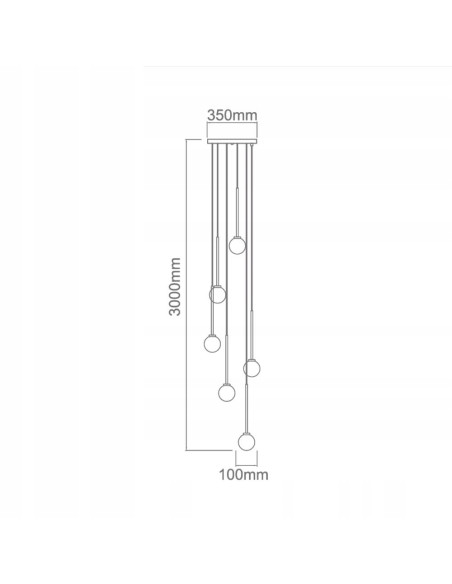 Żyrandol Ota VI w minimalistycznym stylu z 6 kulistymi kloszami – eleganckie oświetlenie do nowoczesnych wnętrz.