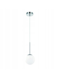 Lampa wisząca Bao I Cromo IP44 z mlecznym kloszem, elegancka do jadalni, salonu i łazienki, 1 punkt G9