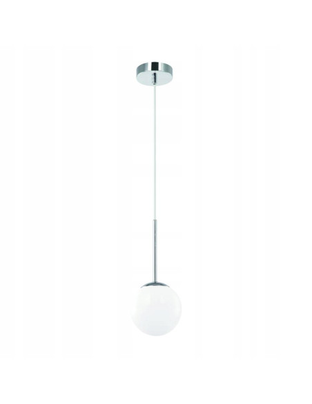Lampa wisząca Bao I Cromo IP44 z mlecznym kloszem, elegancka do jadalni, salonu i łazienki, 1 punkt G9
