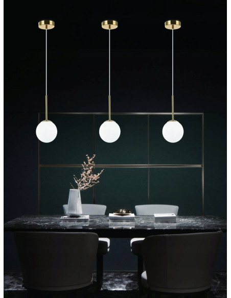 Lampa wisząca Bao I Cromo IP44 z mlecznym kloszem, elegancka do jadalni, salonu i łazienki, 1 punkt G9