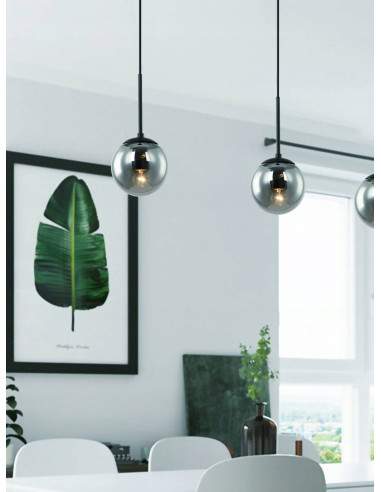 Lampa wisząca Bao I Nero Claro z transparentnym kloszem - nowoczesny design do eleganckiego wnętrza