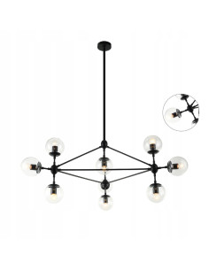 Lampa sufitowa Bao Nero Claro - Nowoczesny żyrandol z czarnym stelażem i transparentnymi kloszami do eleganckich wnętrz