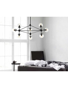 Lampa sufitowa Bao Nero Claro - Nowoczesny żyrandol z czarnym stelażem i transparentnymi kloszami do eleganckich wnętrz 2