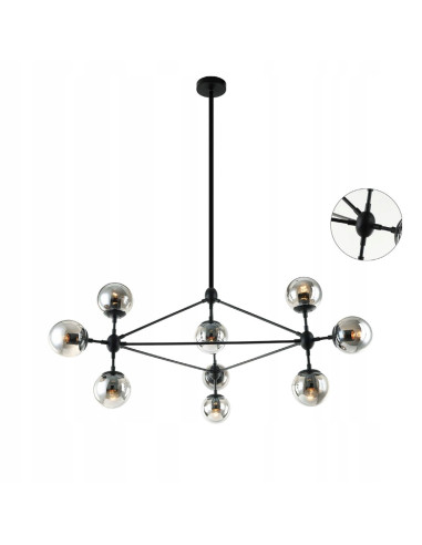 Luksusowy żyrandol Bao Nero Fume z dymionymi kloszami – nowoczesne oświetlenie do eleganckich wnętrz