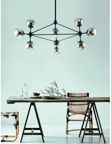 Luksusowy żyrandol Bao Nero Fume z dymionymi kloszami – nowoczesne oświetlenie do eleganckich wnętrz