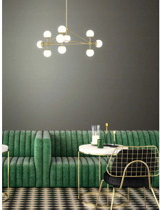 Żyrandol Bao Gold - nowoczesna lampa sufitowa w stylu industrialnym, 10 źródeł światła, elegancka konstrukcja z miedzi 2