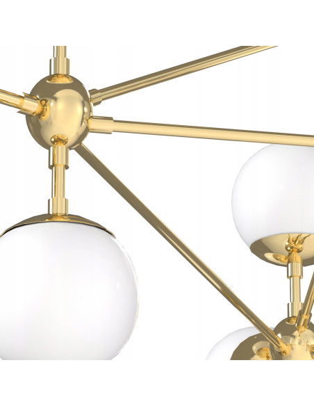 Żyrandol Bao Gold - nowoczesna lampa sufitowa w stylu industrialnym, 10 źródeł światła, elegancka konstrukcja z miedzi