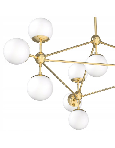 Żyrandol Bao Gold - nowoczesna lampa sufitowa w stylu industrialnym, 10 źródeł światła, elegancka konstrukcja z miedzi