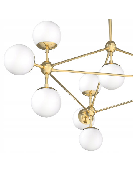 Żyrandol Bao Gold - nowoczesna lampa sufitowa w stylu industrialnym, 10 źródeł światła, elegancka konstrukcja z miedzi