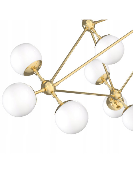 Żyrandol Bao Gold - nowoczesna lampa sufitowa w stylu industrialnym, 10 źródeł światła, elegancka konstrukcja z miedzi