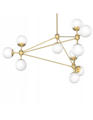 Żyrandol Bao Gold - nowoczesna lampa sufitowa w stylu industrialnym, 10 źródeł światła, elegancka konstrukcja z miedzi