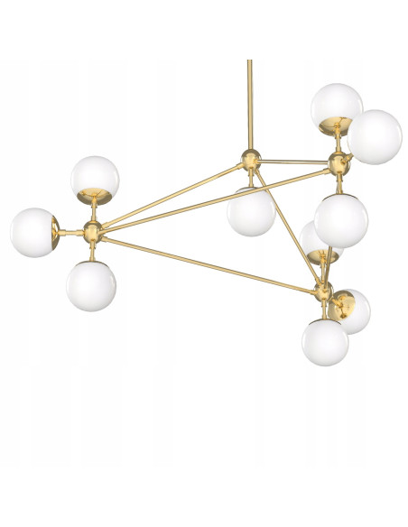 Żyrandol Bao Gold - nowoczesna lampa sufitowa w stylu industrialnym, 10 źródeł światła, elegancka konstrukcja z miedzi