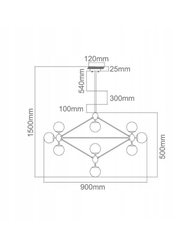 Żyrandol Bao Gold - nowoczesna lampa sufitowa w stylu industrialnym, 10 źródeł światła, elegancka konstrukcja z miedzi