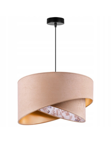 Lampa wisząca MEDIOLAN w beżowej tkaninie z kwiecistym motywem - elegancki detal do każdego wnętrza