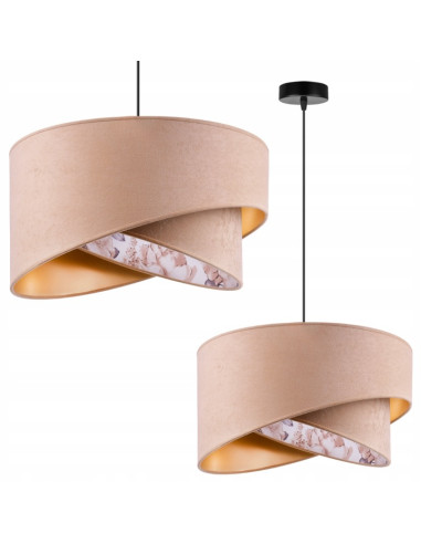 Lampa wisząca MEDIOLAN w beżowej tkaninie z kwiecistym motywem - elegancki detal do każdego wnętrza