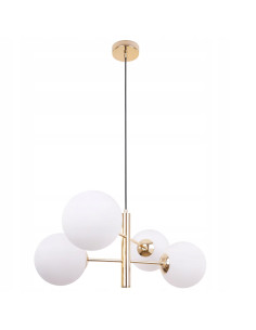 Lampa wisząca VICENZA w złotym, nowoczesnym stylu z 4 mlecznymi kloszami - idealna do eleganckich wnętrz 2