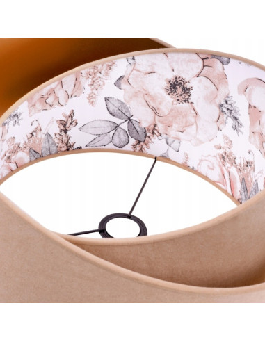 Lampa wisząca MEDIOLAN w beżowej tkaninie z kwiecistym motywem - elegancki detal do każdego wnętrza