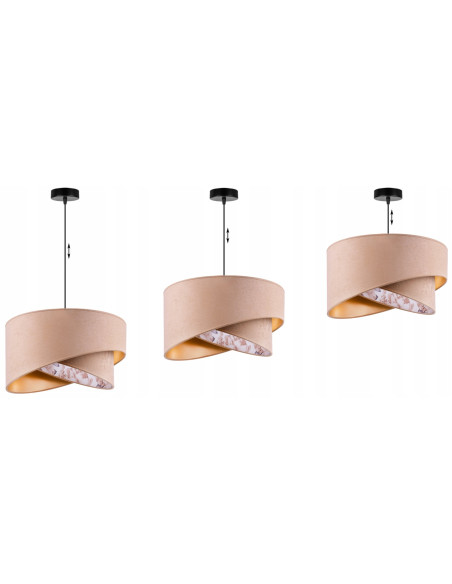 Lampa wisząca MEDIOLAN w beżowej tkaninie z kwiecistym motywem - elegancki detal do każdego wnętrza