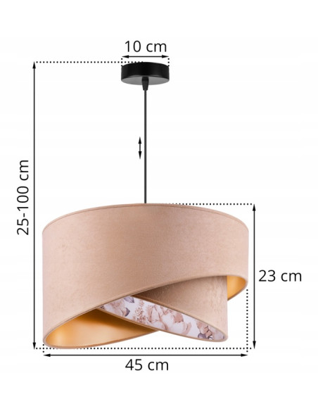 Lampa wisząca MEDIOLAN w beżowej tkaninie z kwiecistym motywem - elegancki detal do każdego wnętrza