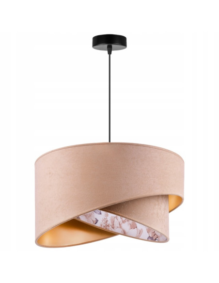 Lampa wisząca MEDIOLAN w beżowej tkaninie z kwiecistym motywem - elegancki detal do każdego wnętrza