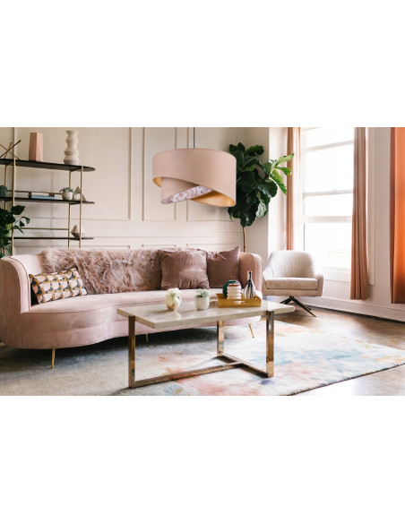 Lampa wisząca MEDIOLAN w beżowej tkaninie z kwiecistym motywem - elegancki detal do każdego wnętrza