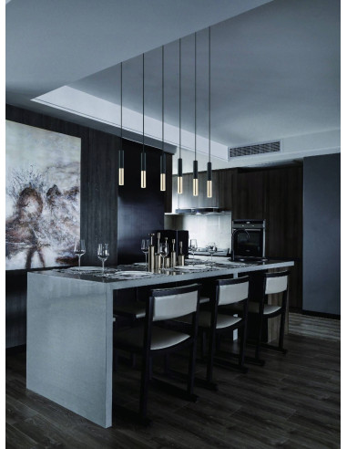 Lampa wisząca Slimi S Nero Track / Gold - nowoczesny zwis w eleganckim stylu, idealny do biura i jadalni