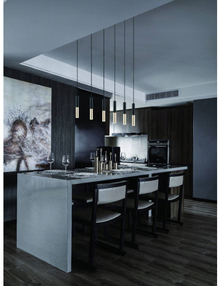 Lampa wisząca Slimi S Nero Track – nowoczesny, cylindryczny zwis do eleganckich wnętrz biurowych i restauracyjnych.