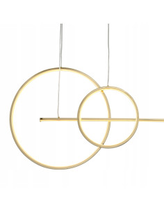 Lampa LED NEW AGE 120 cm, złota z okręgami, nowoczesny design do jadalni i salonu, energooszczędna z żarówkami. 2