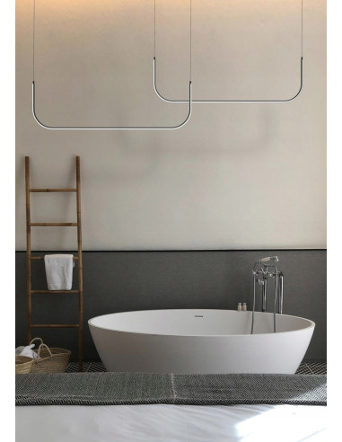 Lampa wisząca MINIMA-2 U LED, czarna, nowoczesna, 3000K, 3200 lumenów - idealna do jadalni i salonu