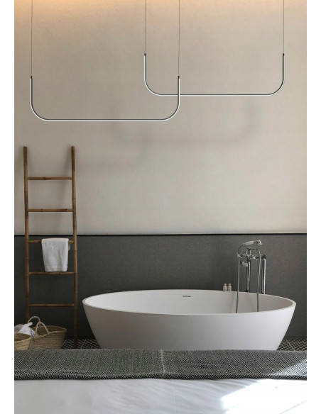 Lampa wisząca MINIMA-2 U LED, czarna, nowoczesna, 3000K, 3200 lumenów - idealna do jadalni i salonu