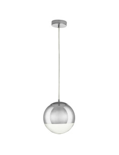 Lampa wisząca kulista FLASH 30 cm, srebrna, do jadalni i biura, energooszczędna, gwint E27, elegancka design.
