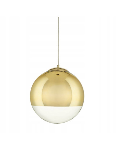 Lampa wisząca FLASH 20cm w kolorze złotym, nowoczesny design z kryształowym kloszem E27 do biura i wnętrz.