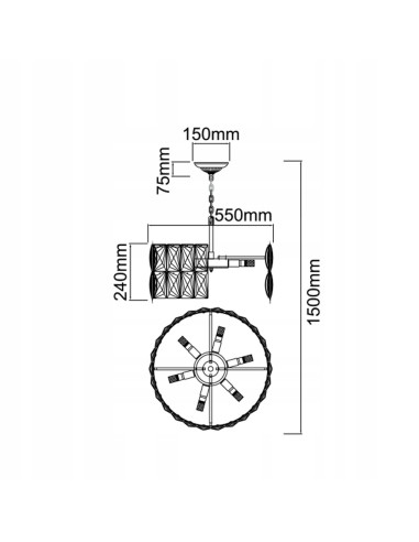 Lampa wisząca Intero Gold S z kryształami - elegancki żyrandol do jadalni i salonu