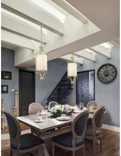 Lampa Wisząca Lunga Old Gold - Barokowa Elegancja z Kremowym Kloszem, Doskonała do Każdego Wnętrza 2