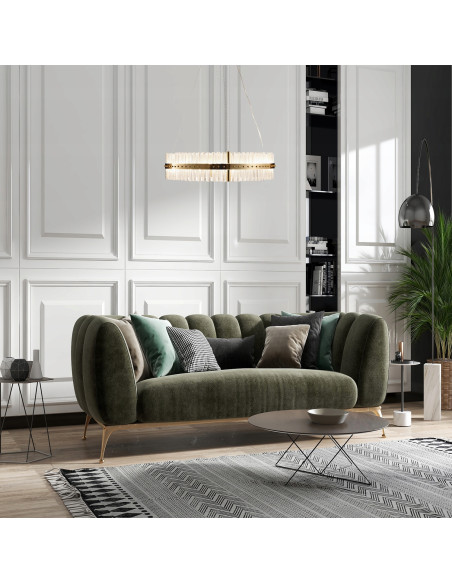 Lampa wisząca AURA LED w złotym wykończeniu z kryształami – nowoczesny design i elegancja do każdego wnętrza