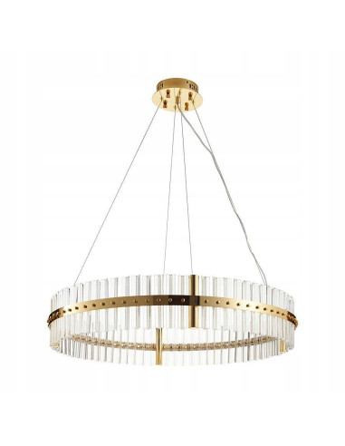 Lampa wisząca AURA LED w złotym wykończeniu z kryształami – nowoczesny design i elegancja do każdego wnętrza