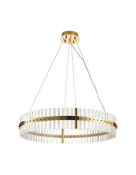 Lampa wisząca AURA LED w złotym wykończeniu z kryształami – nowoczesny design i elegancja do każdego wnętrza