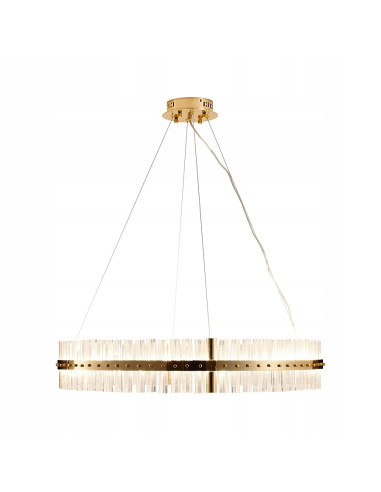 Lampa wisząca AURA LED w złotym wykończeniu z kryształami – nowoczesny design i elegancja do każdego wnętrza