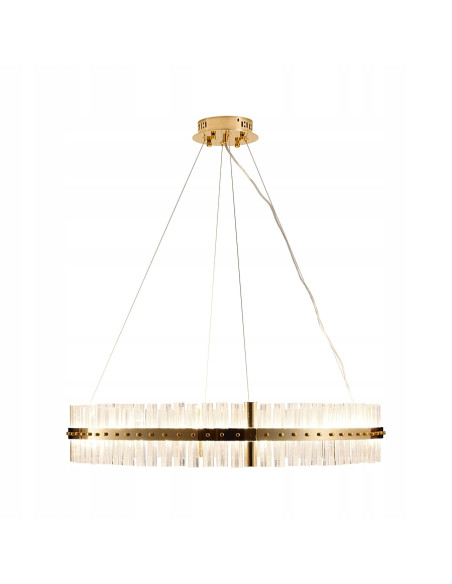 Lampa wisząca AURA LED w złotym wykończeniu z kryształami – nowoczesny design i elegancja do każdego wnętrza