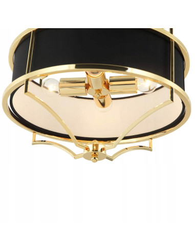 Lampa Wisząca Stesso Gold Noir S- Elegancki Żyrandol do Jadalni, Salonu i Sypialni z Czarnym Kloszem i Złotą Ramą