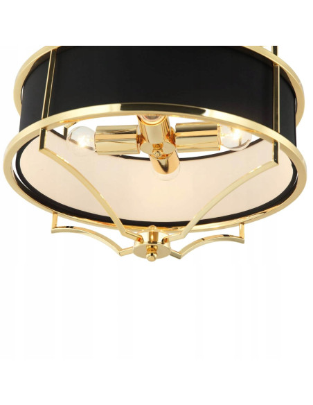 Lampa Wisząca Stesso Gold Noir S- Elegancki Żyrandol do Jadalni, Salonu i Sypialni z Czarnym Kloszem i Złotą Ramą