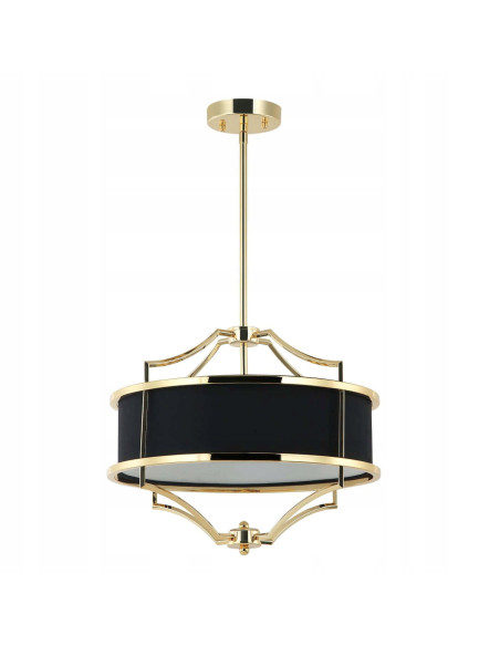 Lampa Wisząca Stesso Gold Noir S- Elegancki Żyrandol do Jadalni, Salonu i Sypialni z Czarnym Kloszem i Złotą Ramą